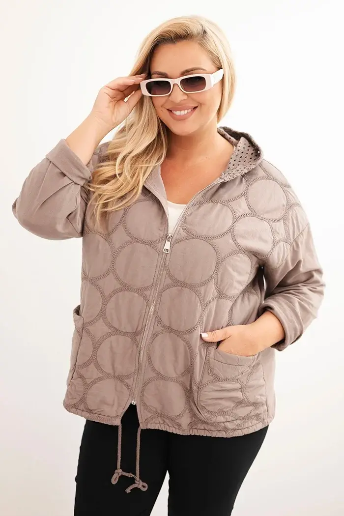 Kesi Włoski Dámská mikina Plus Size bavlněná na zip fango