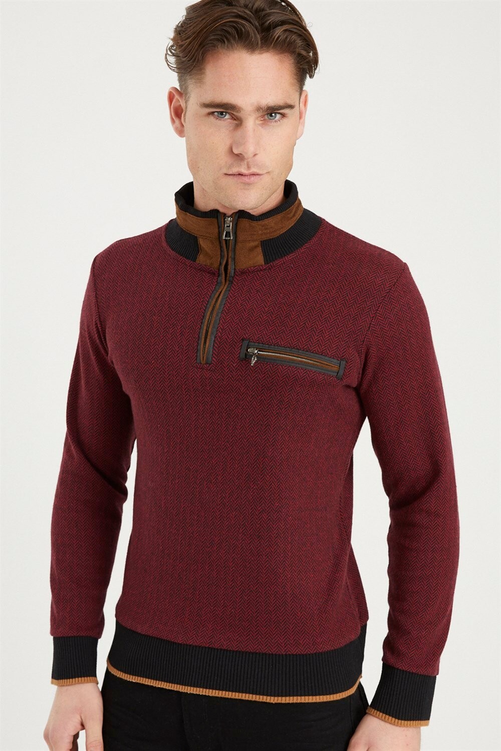 1039 DEWBERRY MEN'S SWEATSHIRT-PATTERNED BURGUNDY