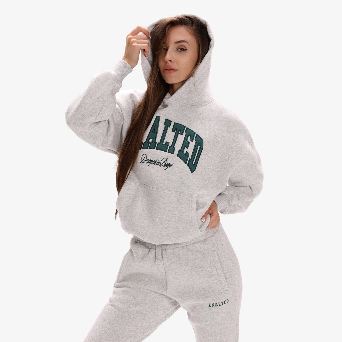 Dámská mikina exalted comfy-nest™ icon šedá/zelená xs