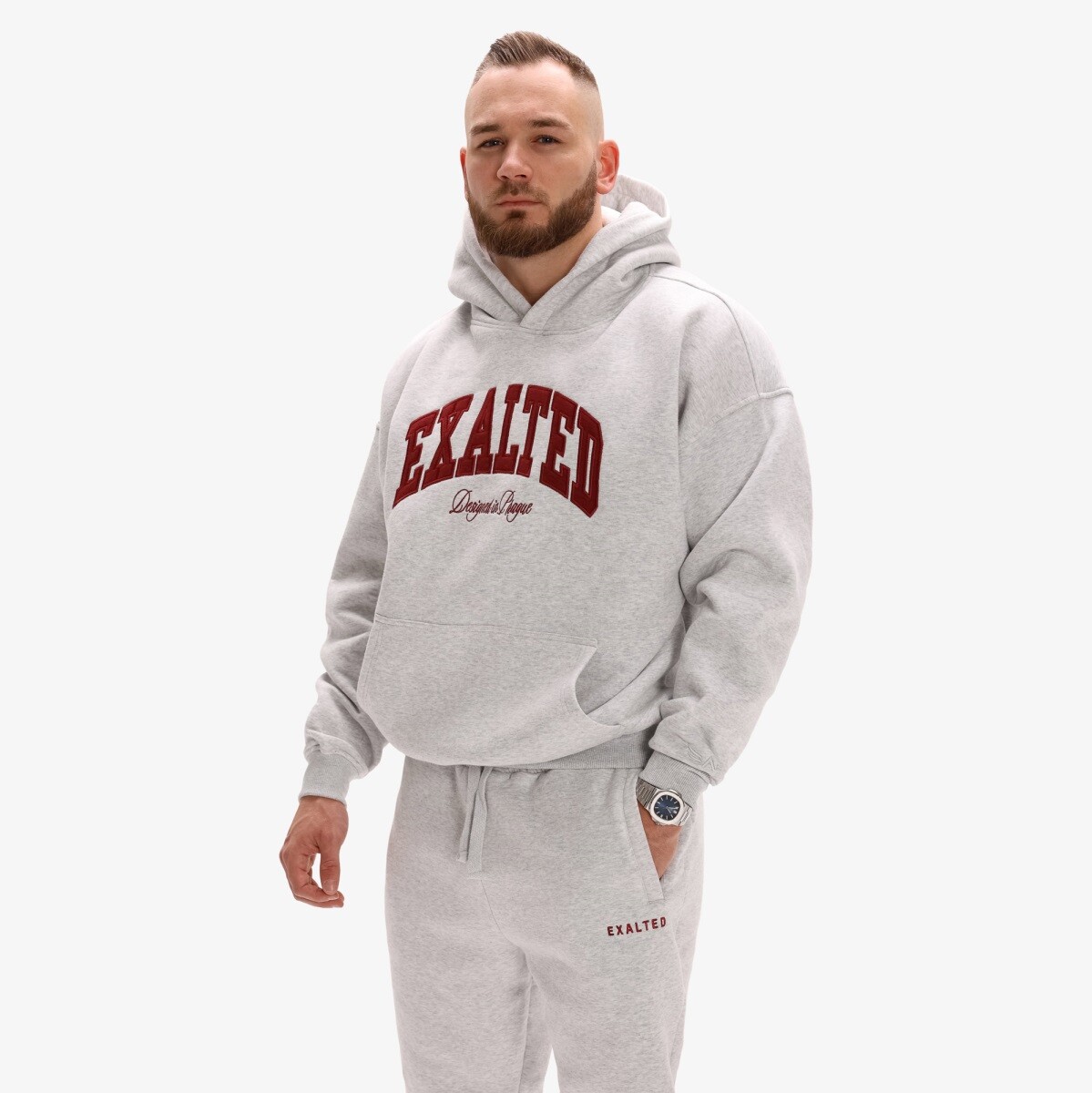 Pánská mikina exalted comfy-nest™ icon šedá/červená s