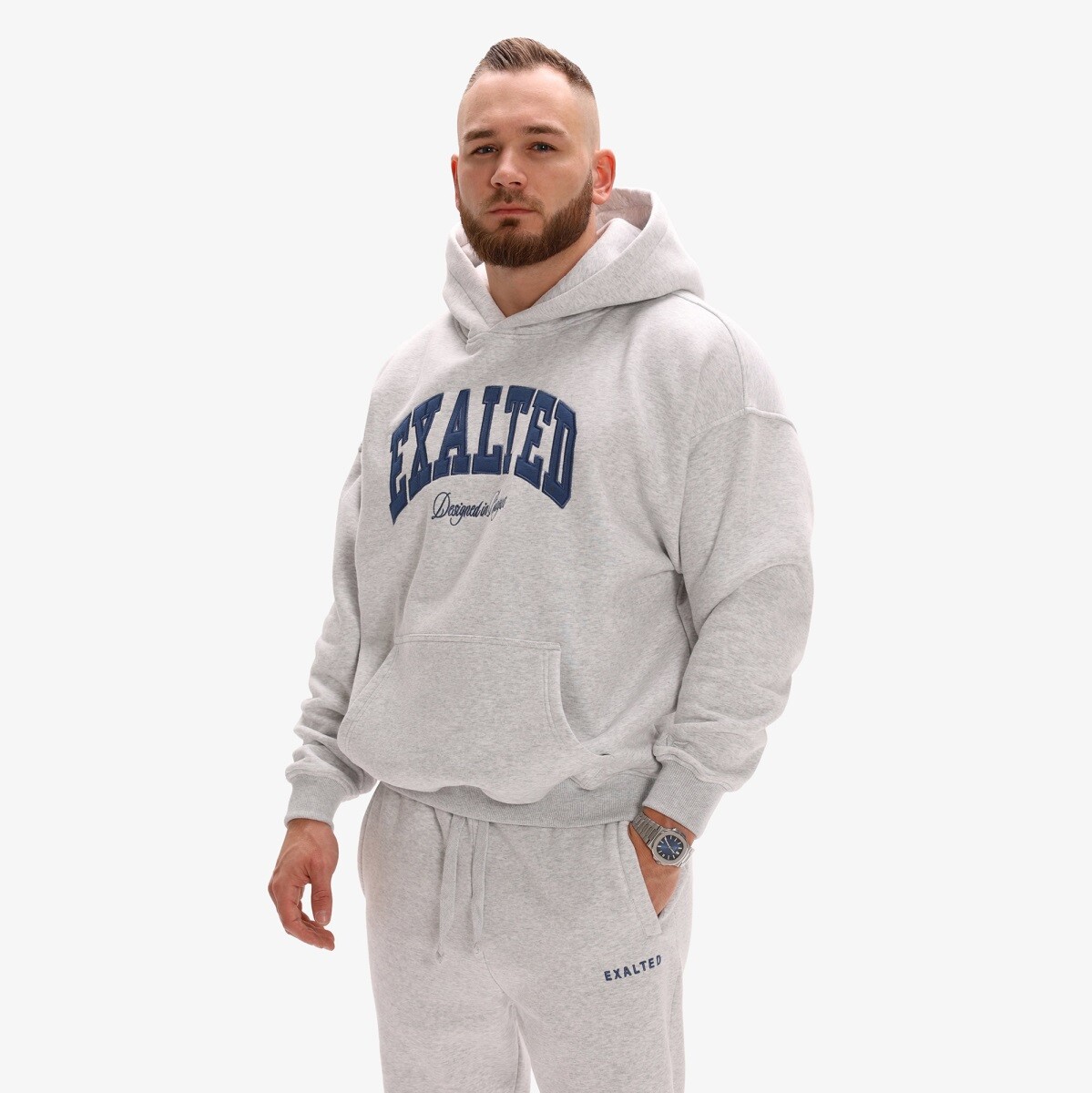 Pánská mikina exalted comfy-nest™ icon šedá/modrá s