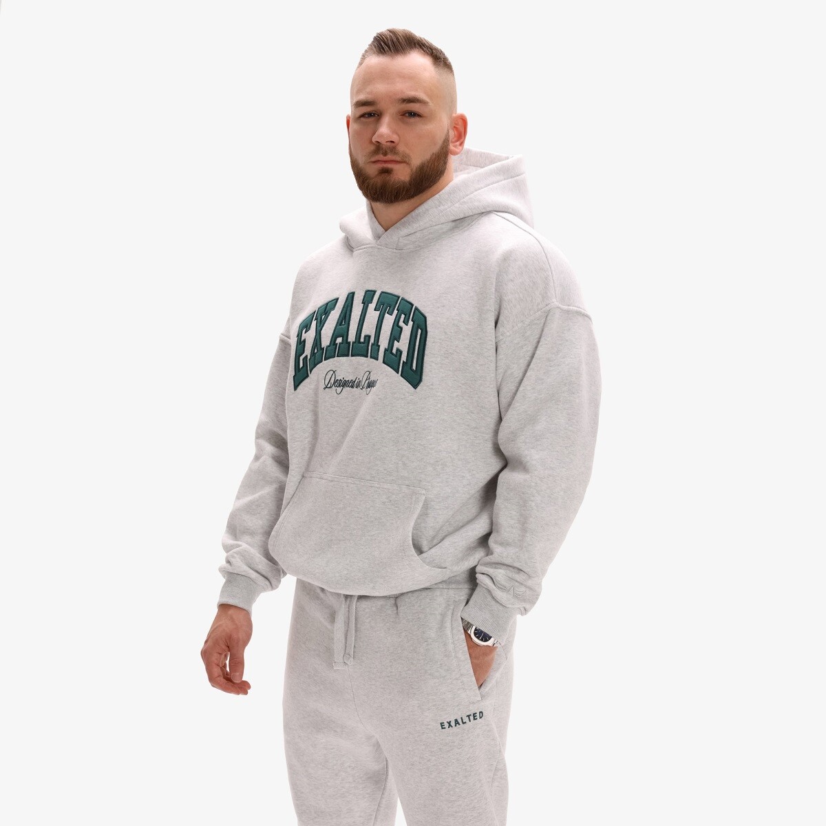 Pánská mikina exalted comfy-nest™ icon šedá/zelená s