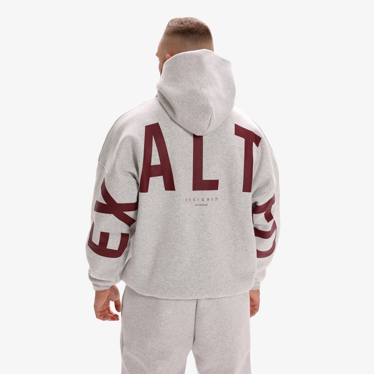 Pánská mikina exalted comfy-nest™ original oversized šedá/červená s