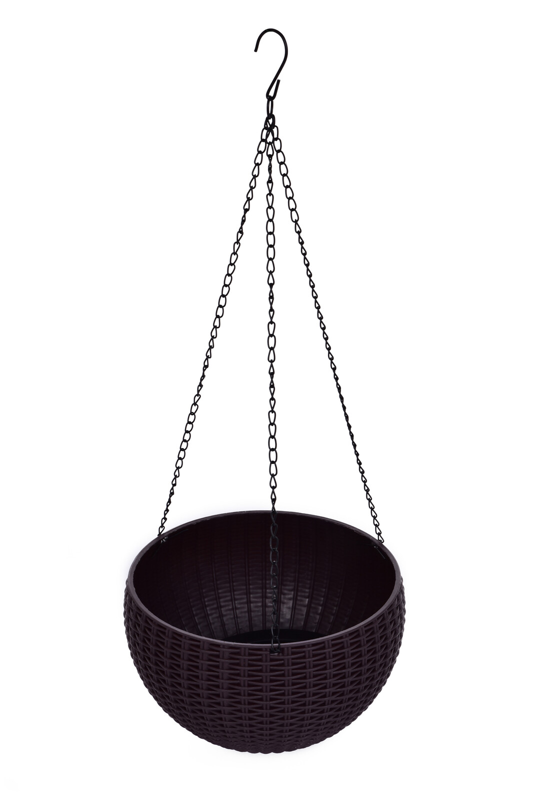 RATAN | Samozavlažovací květináč závěsný | Včetně kovového řetízku a dna čokoládový