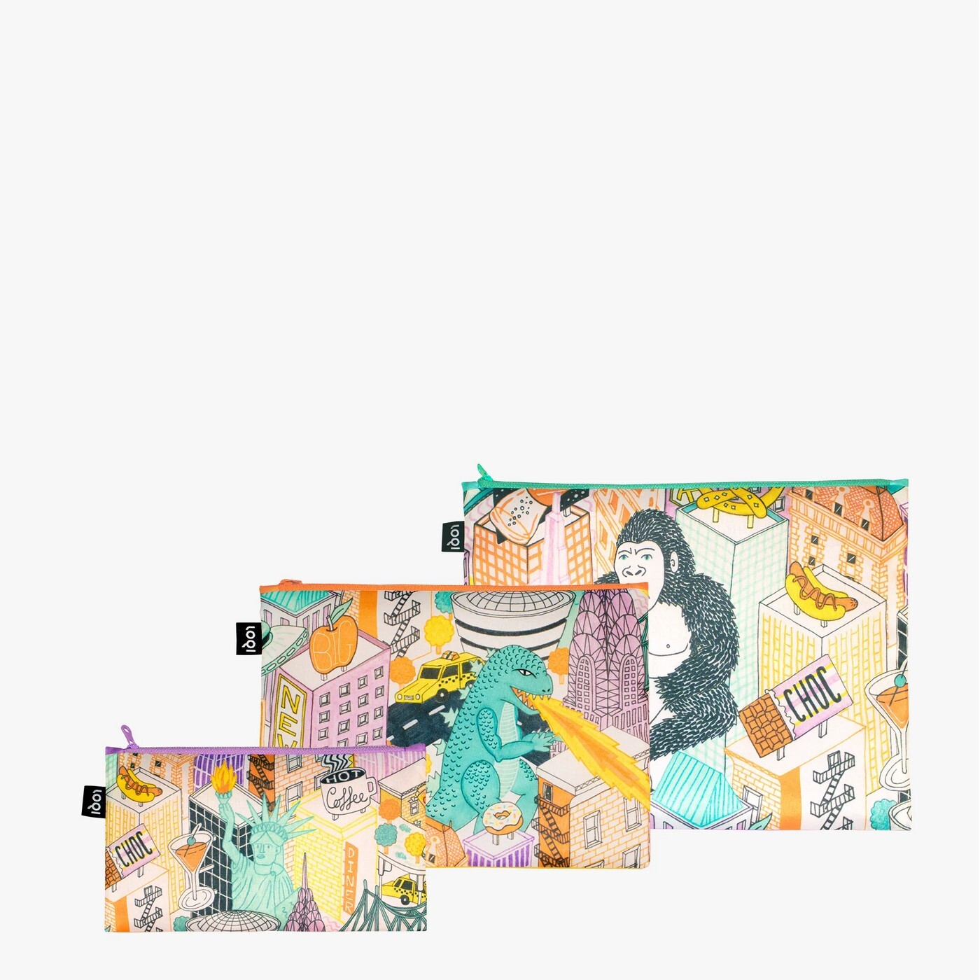 Taštičky na zip 3 ks LOQI JACQUELINE COLLEY Pop Culture New York
