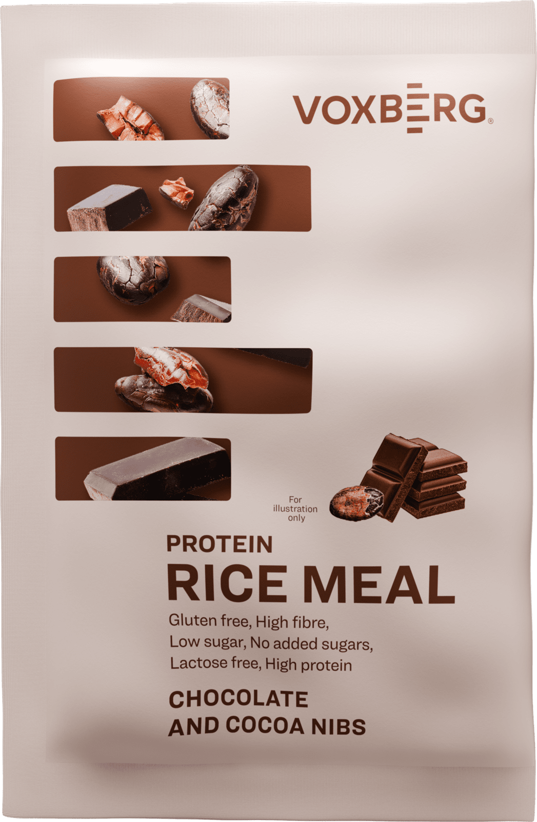 VOXBERG Protein Rice Meal Čokoláda kakaové nibsy 60 g
