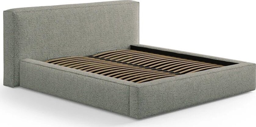 Zelená čalouněná dvoulůžková postel s úložným prostorem s roštem 160x200 cm Simon Olivia – Micadoni