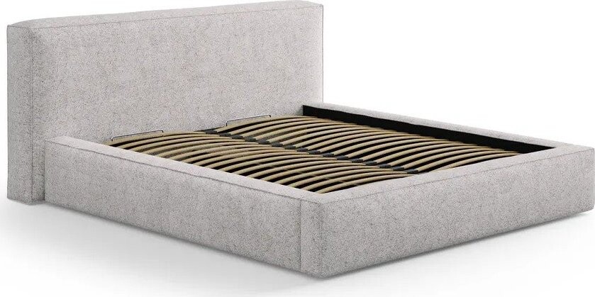 Béžová čalouněná dvoulůžková postel s úložným prostorem s roštem 140x200 cm Simon Olivia – Micadoni