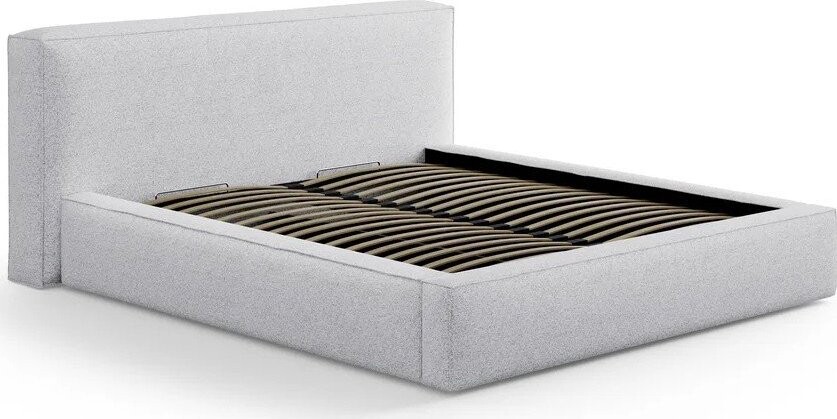 Světle šedá čalouněná dvoulůžková postel s úložným prostorem s roštem 160x200 cm Simon Olivia – Micadoni