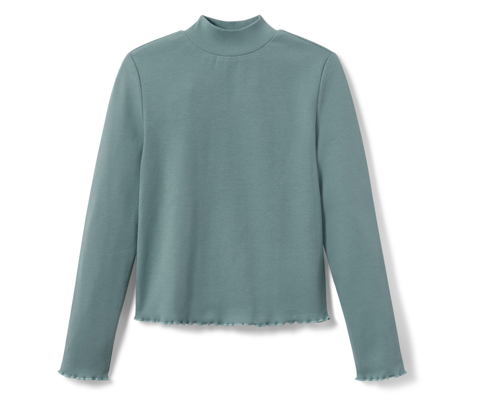 Tchibo - Dětské žebrované triko s dlouhým rukávem - pro dívky - vel. 134/140 - barva: zelená