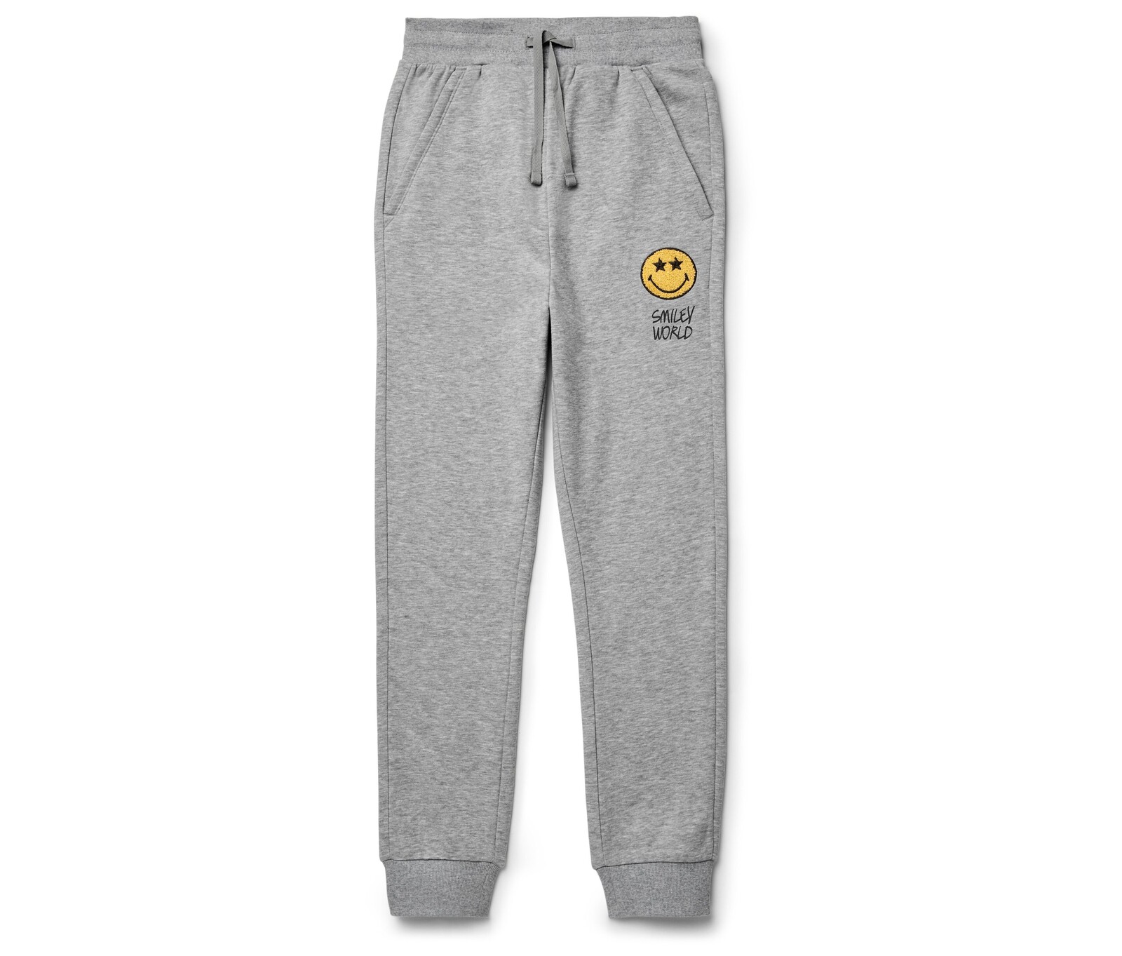Tchibo - Dětské joggingové kalhoty Smileyworld® - pro ženy - vel. 134/140 - barva: černá/s potiskem