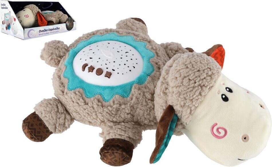 Teddies Ovečka uspávačka/usínáček projektor plyš/plast 35x22cm na baterie zvuk/světlo v krabici 6m+