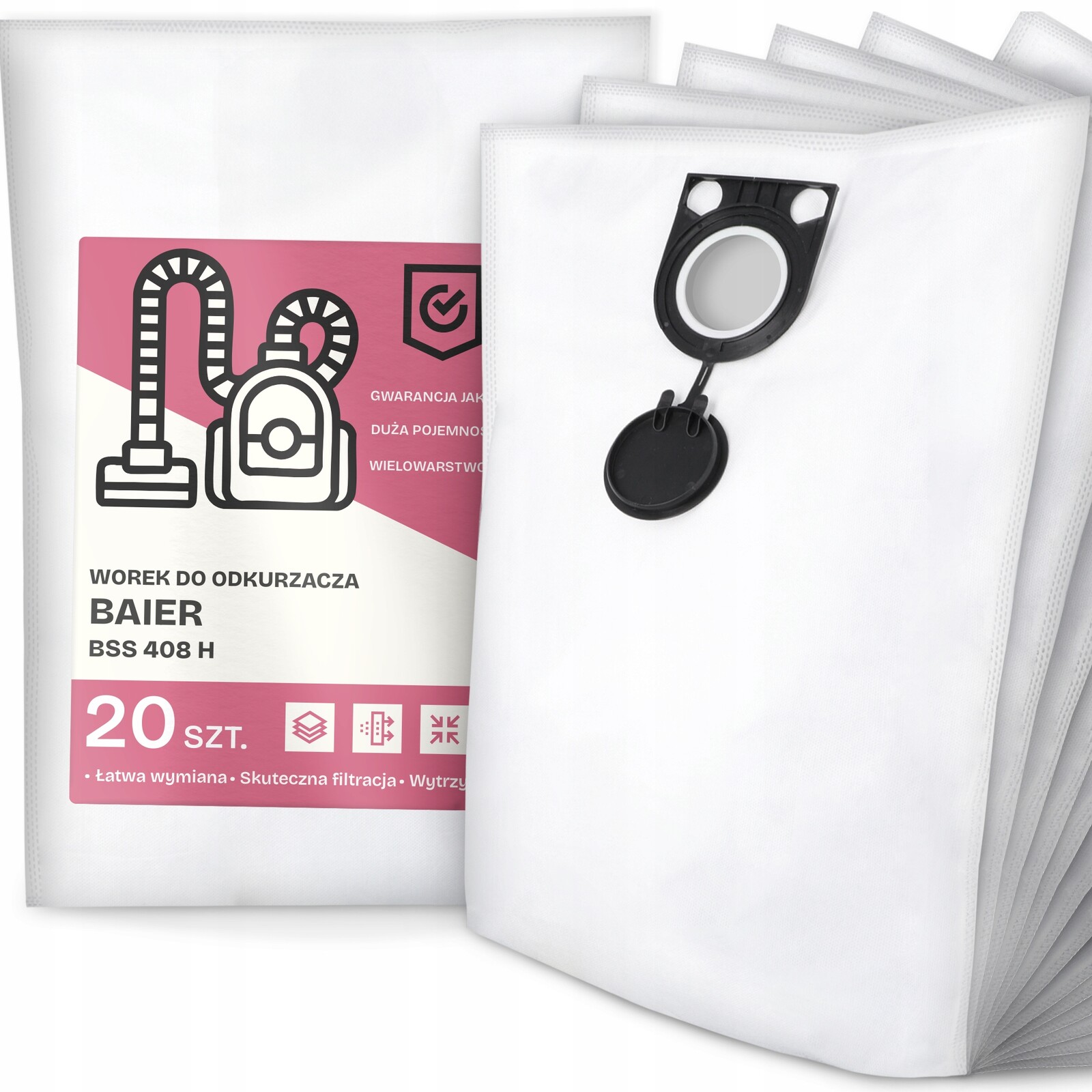 20 x Sáček Do Vysavače Baier Bss 408 H Syntetický Prostorný Silný Sáček G9