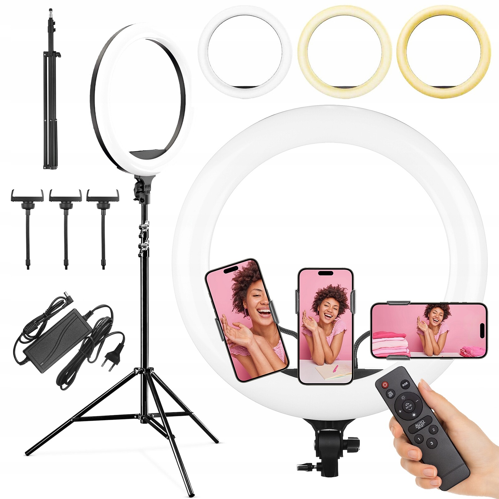 Set kruhová lampa Led Ring 45 cm Pro Líčení Selfie Stativ 210 cm