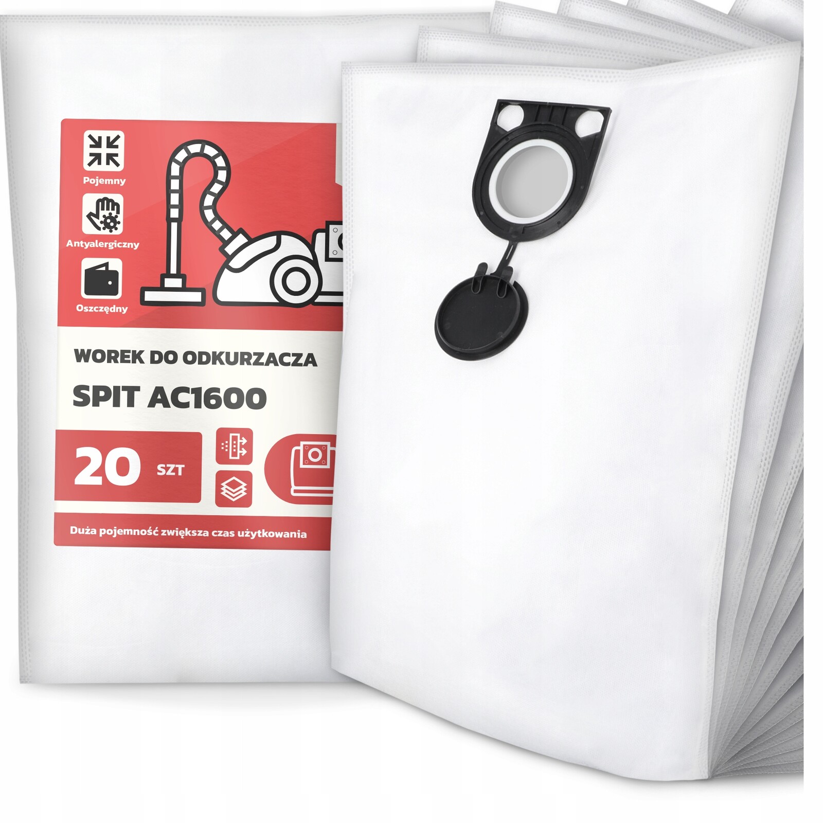 20 x Sáček Do Vysavače Spit AC1600 Syntetický Prostorný Silný Sáček Velký G9