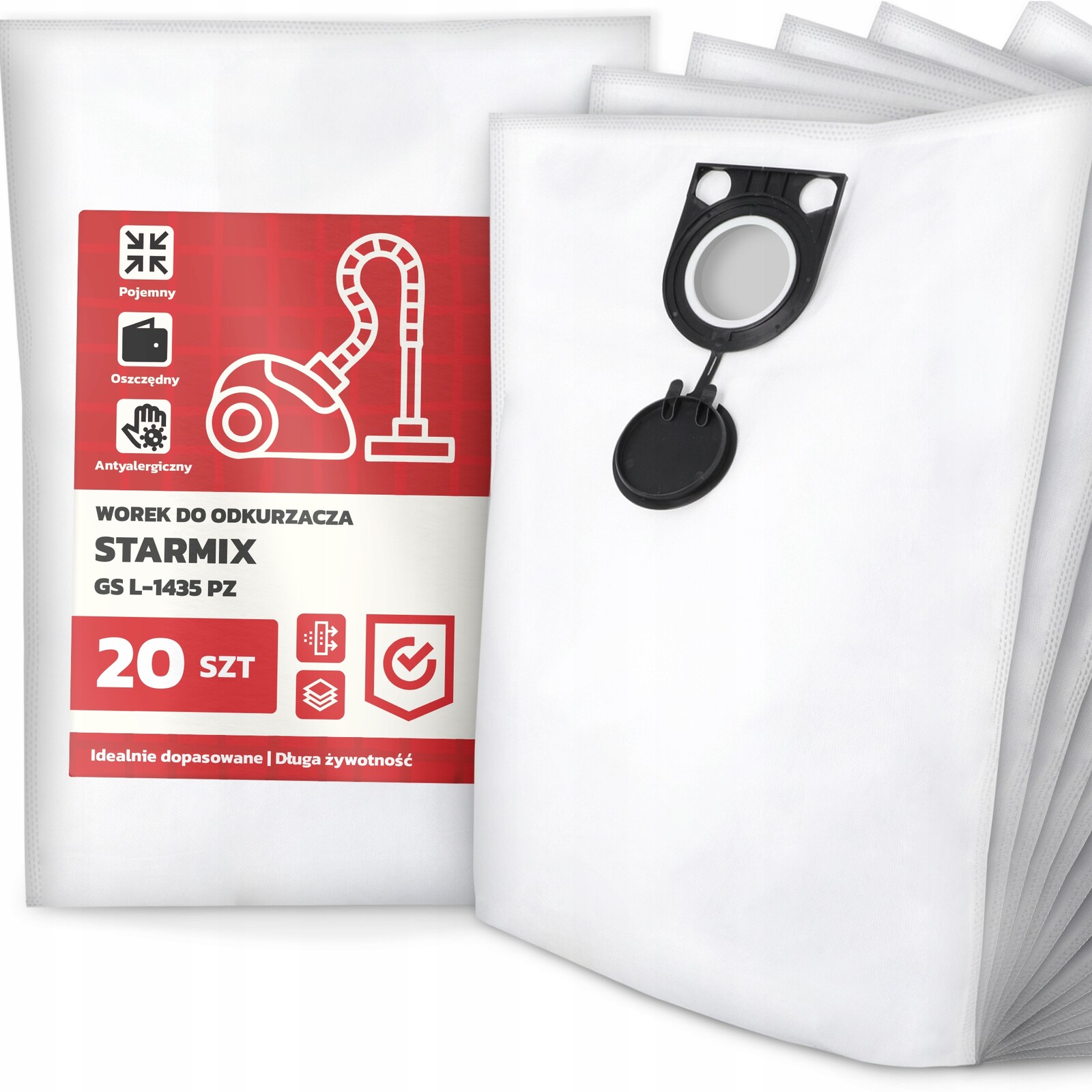 20 x Sáček Do Vysavače Starmix Gs L-1435 Pz Syntetický Prostorný Silný G9
