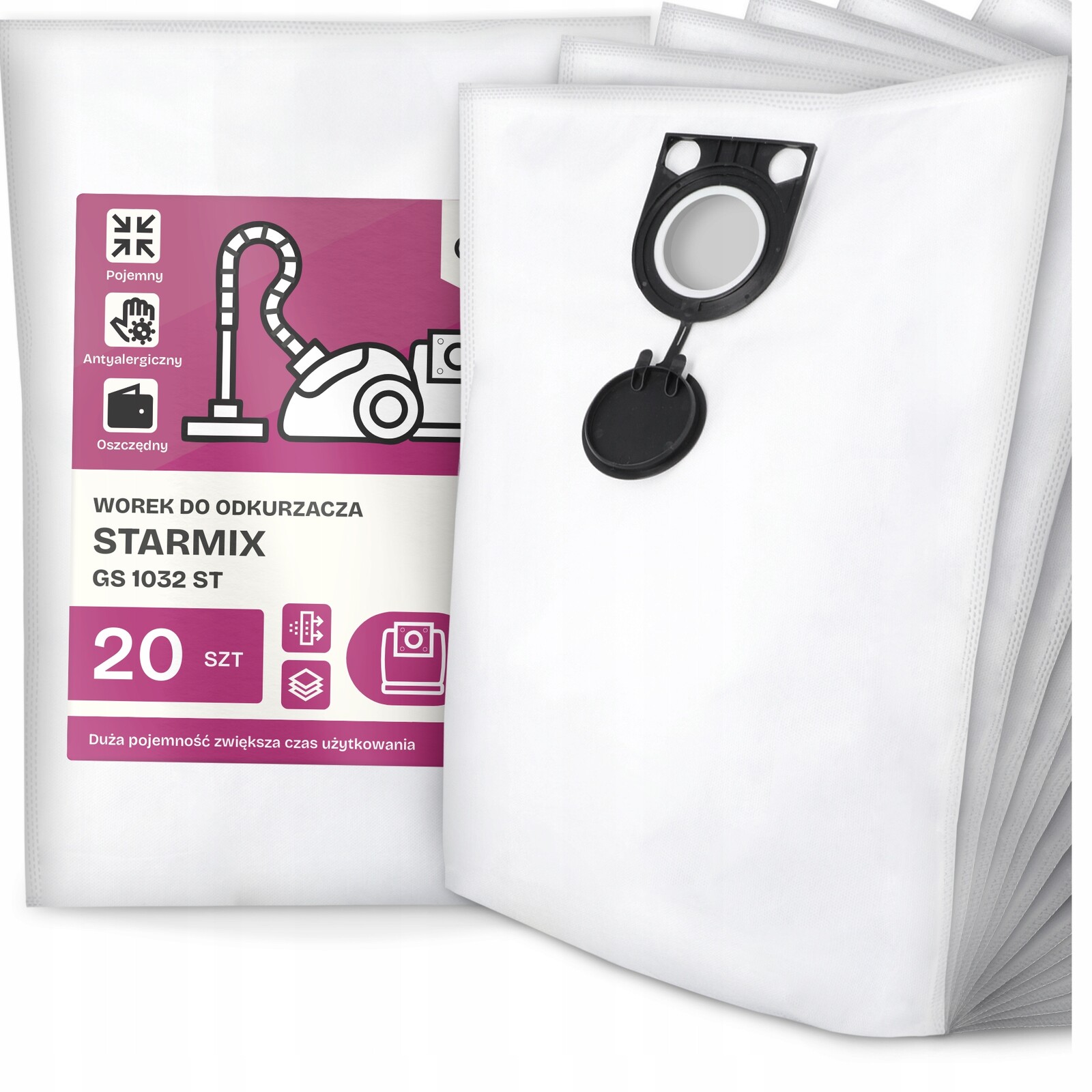 20 x Sáček Do Vysavače Starmix Gs 1032 St Syntetický Objemný Silný G9