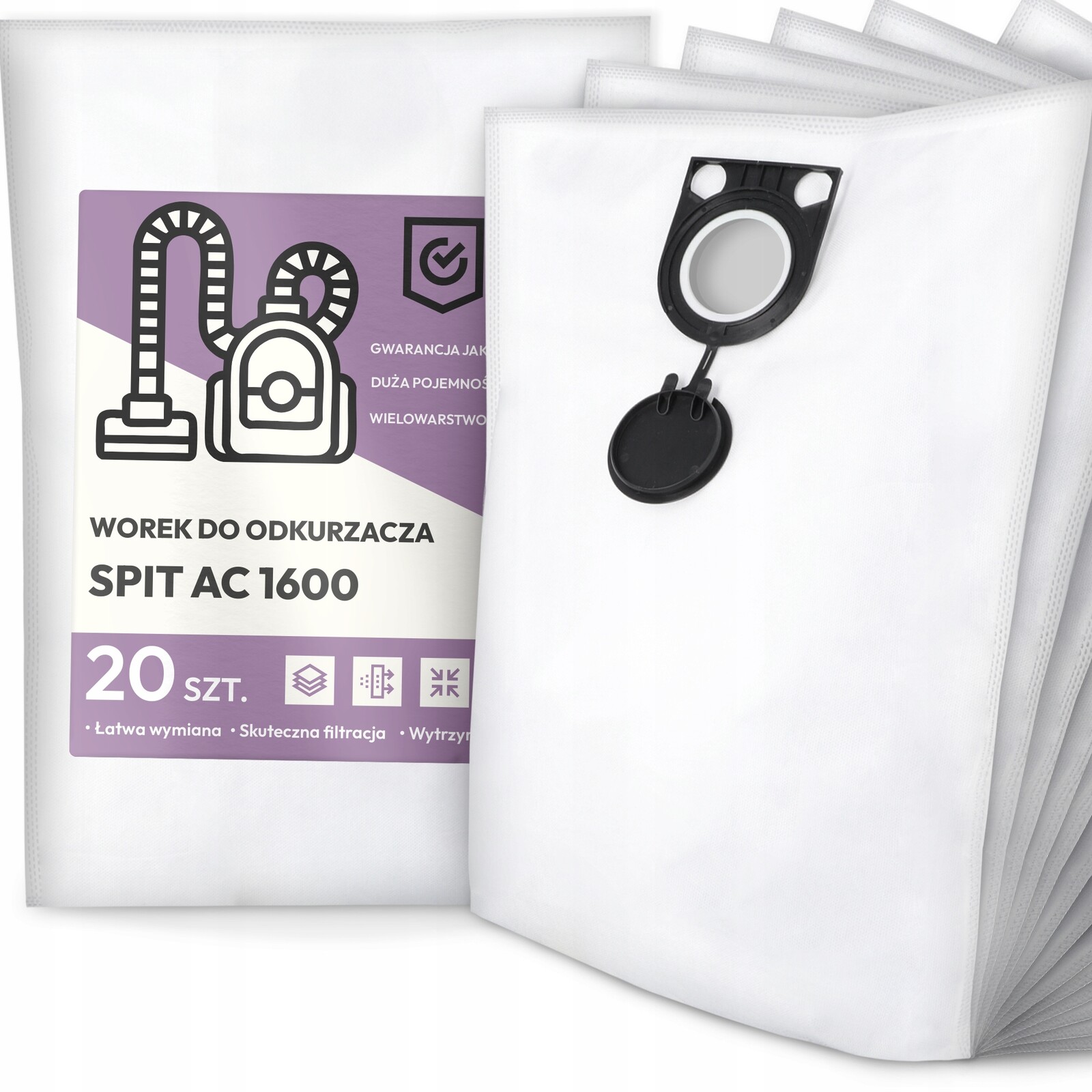 20 x Sáček Pro Vysavač Spit Ac 1600 Syntetický Prostorný Silný Sáček G9