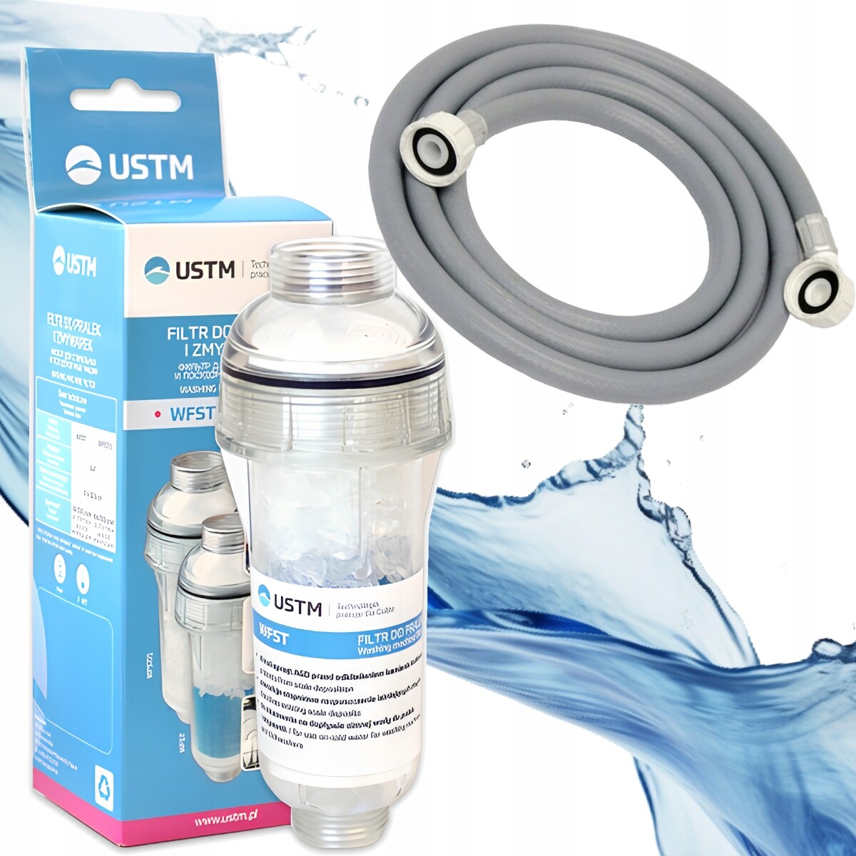 Sada univerzální hadice 2,5 m vodní filtr pro pračku a myčku nádobí Ustm