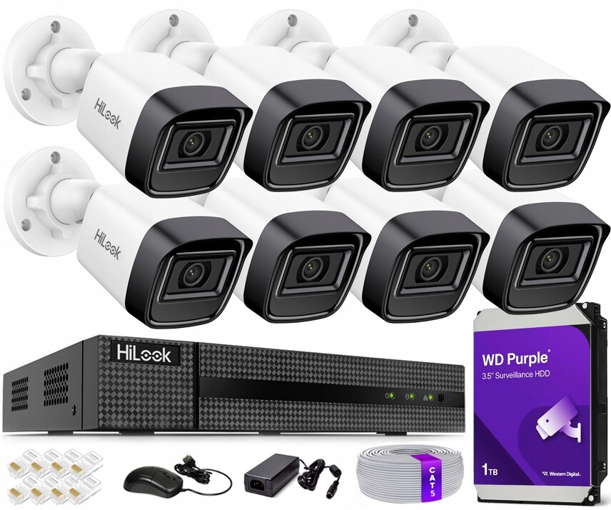 Sada monitorování Ip 4MPx 2K+ 8 venkovních kamer PoE HiLook od společnosti Hikvision