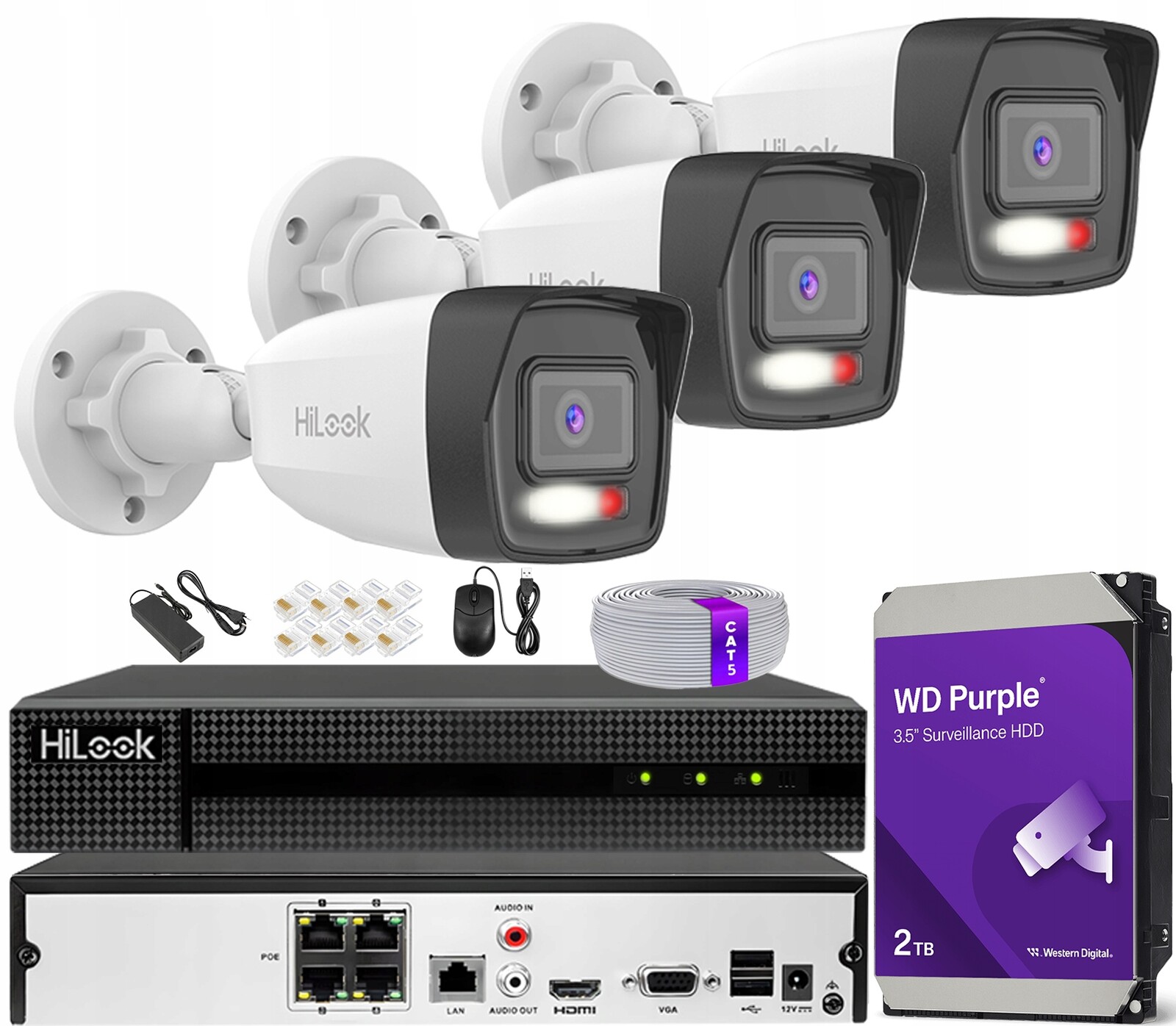 Sada monitorování Ip 3 kamery 6Mpx Hybrid Light IPCAM-B6-30DL HiLook