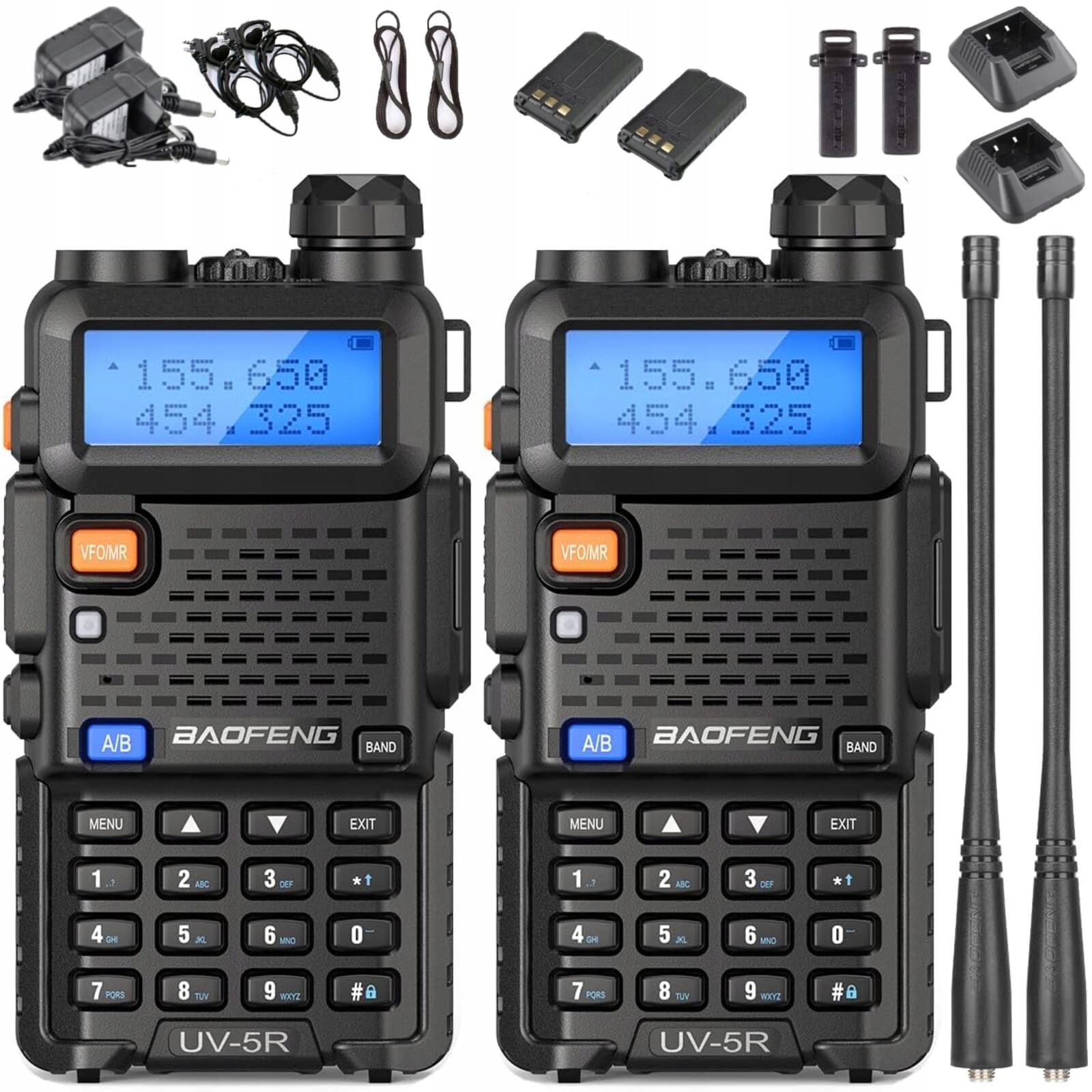2 x Vysílačka UV-5R Baofeng Walkie Talkie Radiotelefon 5W Radio Fm