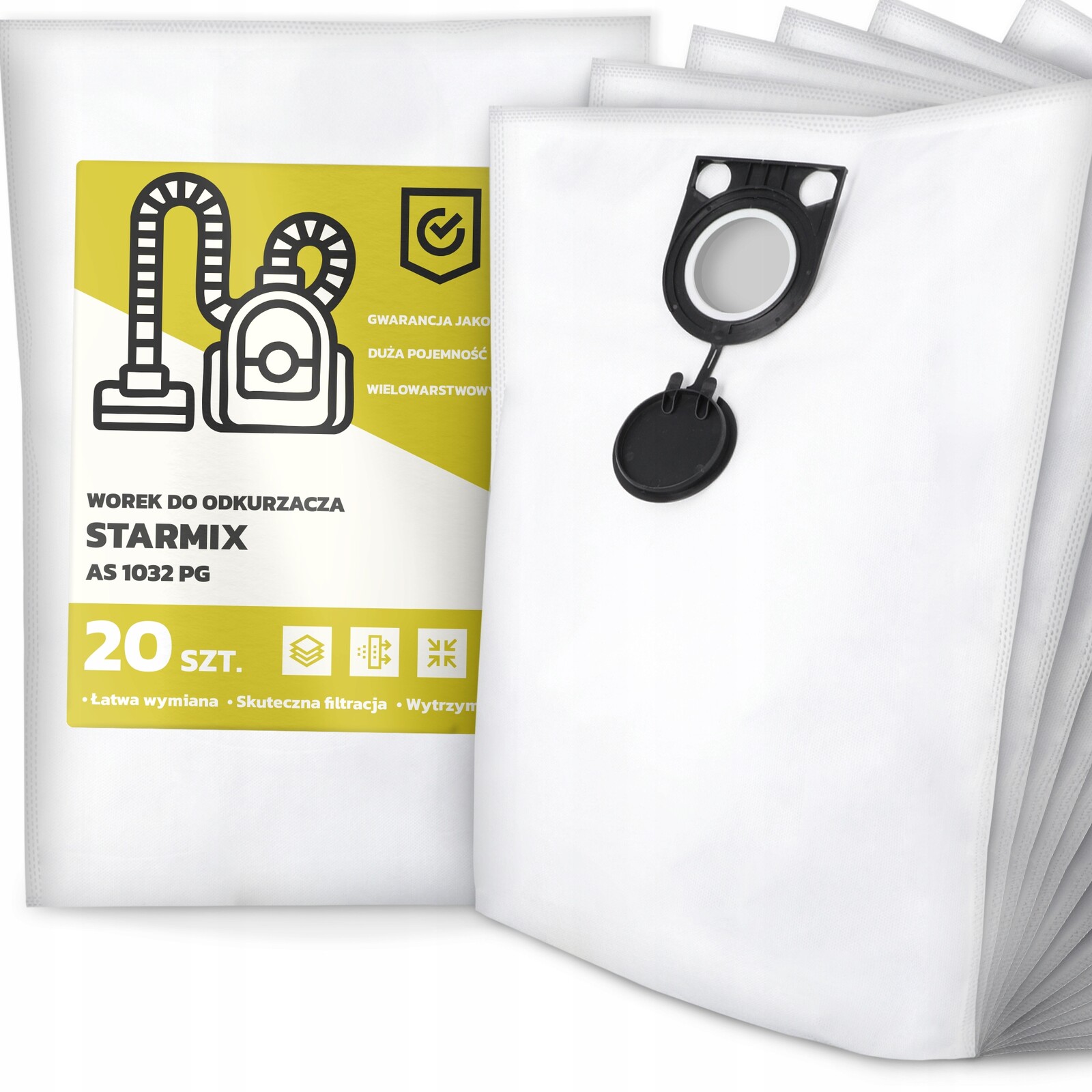 20 x Sáček Do Vysavače Starmix As 1032 Pg Syntetický Objemný Silný G9