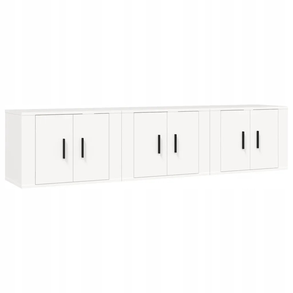 vidaXL Nástěnné Tv stolky, 3 ks , bílé, 57 x 34,5 x 40 cm