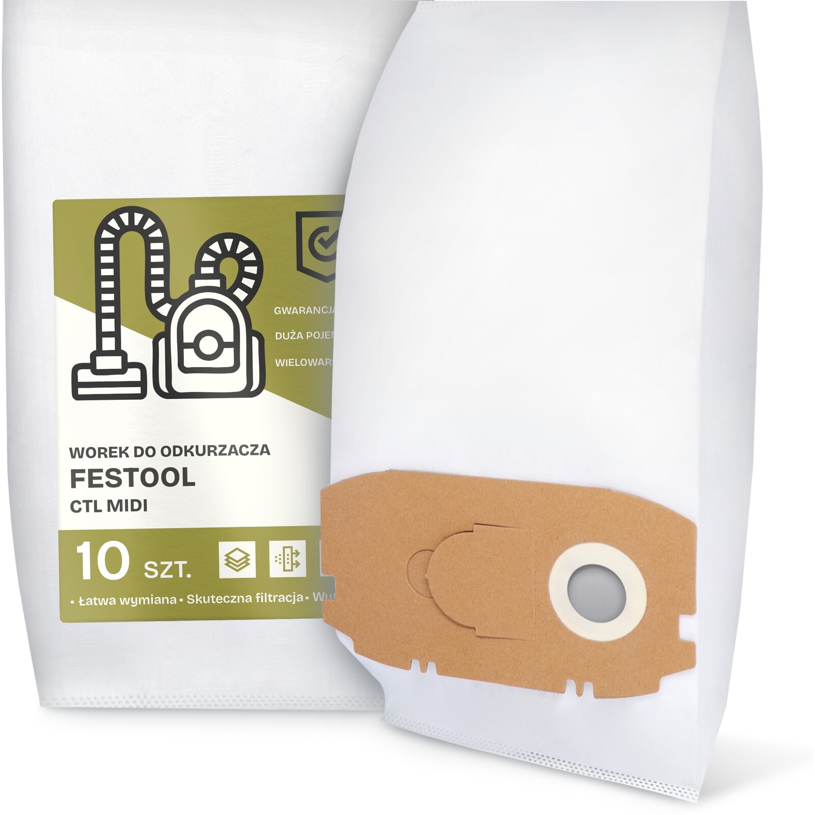 10 x Sáček Do Vysavače Festool Ctl MIDI Prostorný Odolný Velký Sáčky G9-W