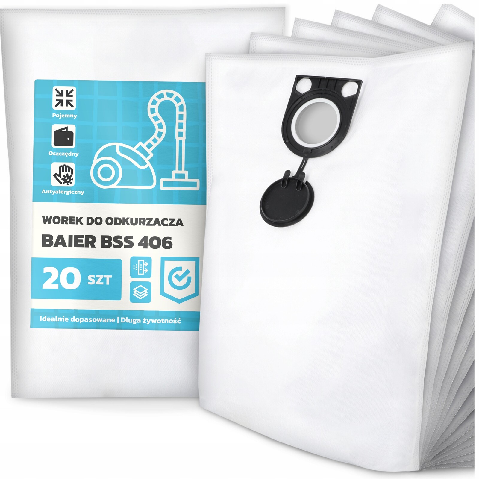 20 x Sáček Do Vysavače Baier Bss 406 Syntetický Prostorný Silný Sáček G9