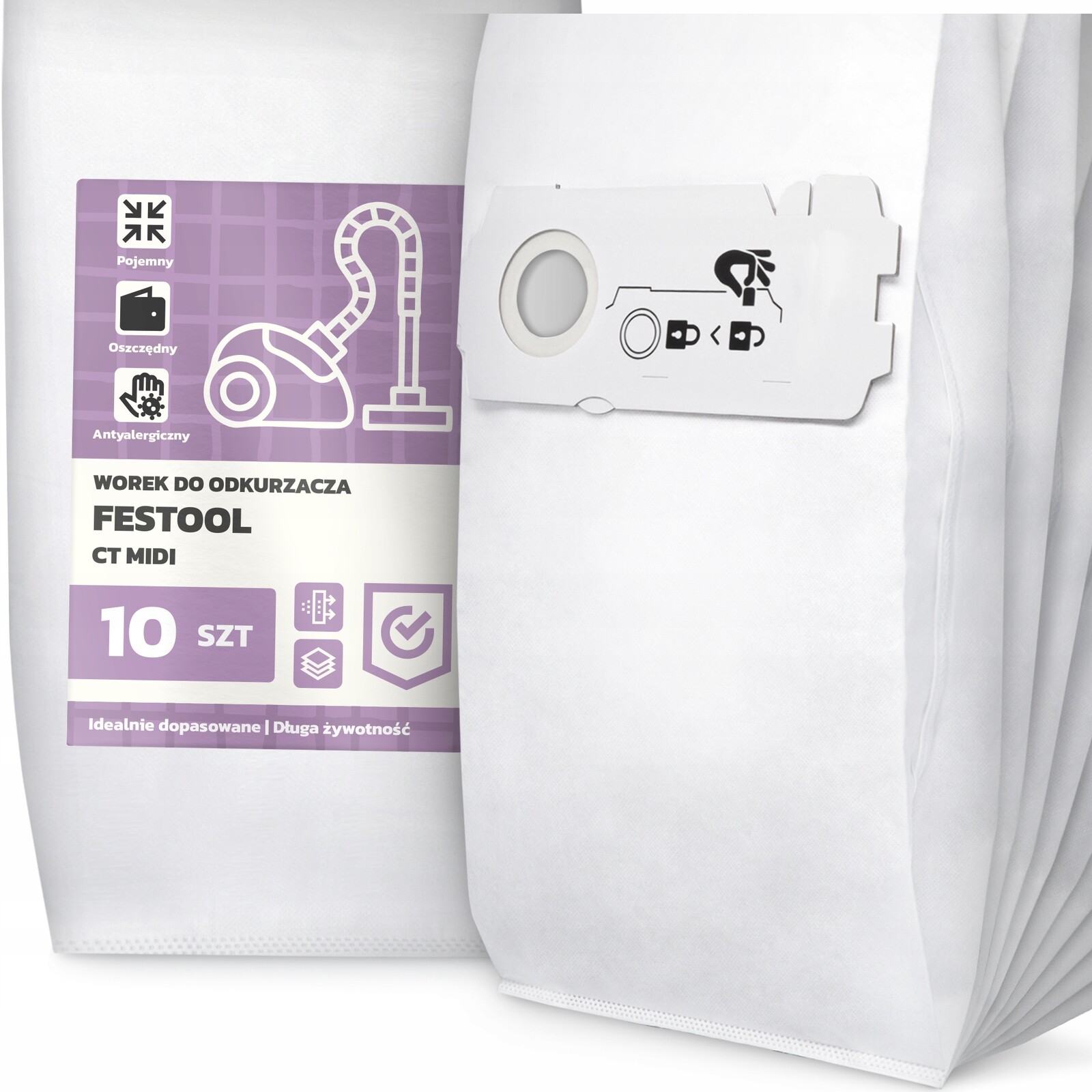 10 x Sáček Do Vysavače Festool Ct MIDI Syntetický Flizelinový Sáčky G9-W