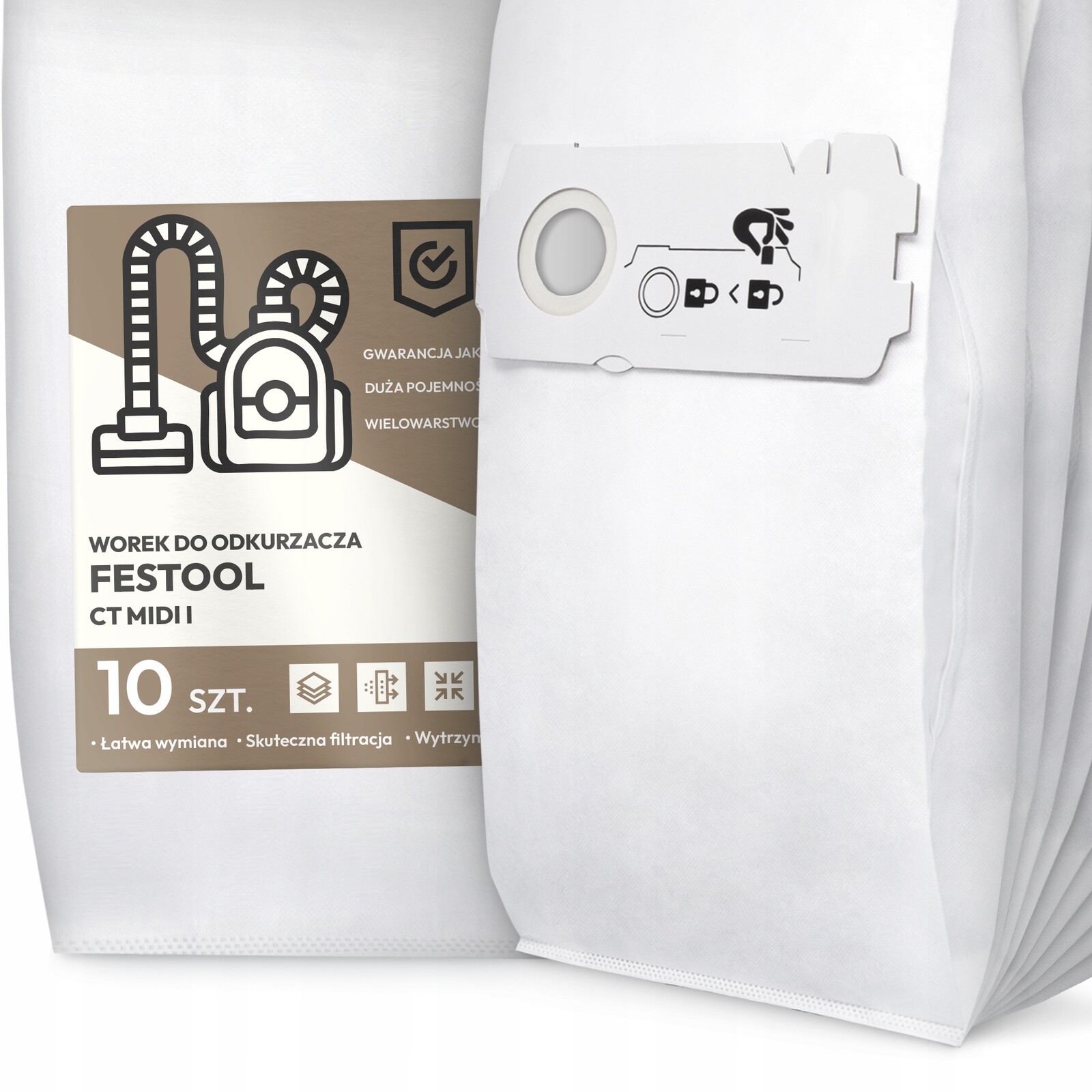 10 x Sáček Do Vysavače Festool Ct MIDI I Syntetický Textilní Sáčky G9-W