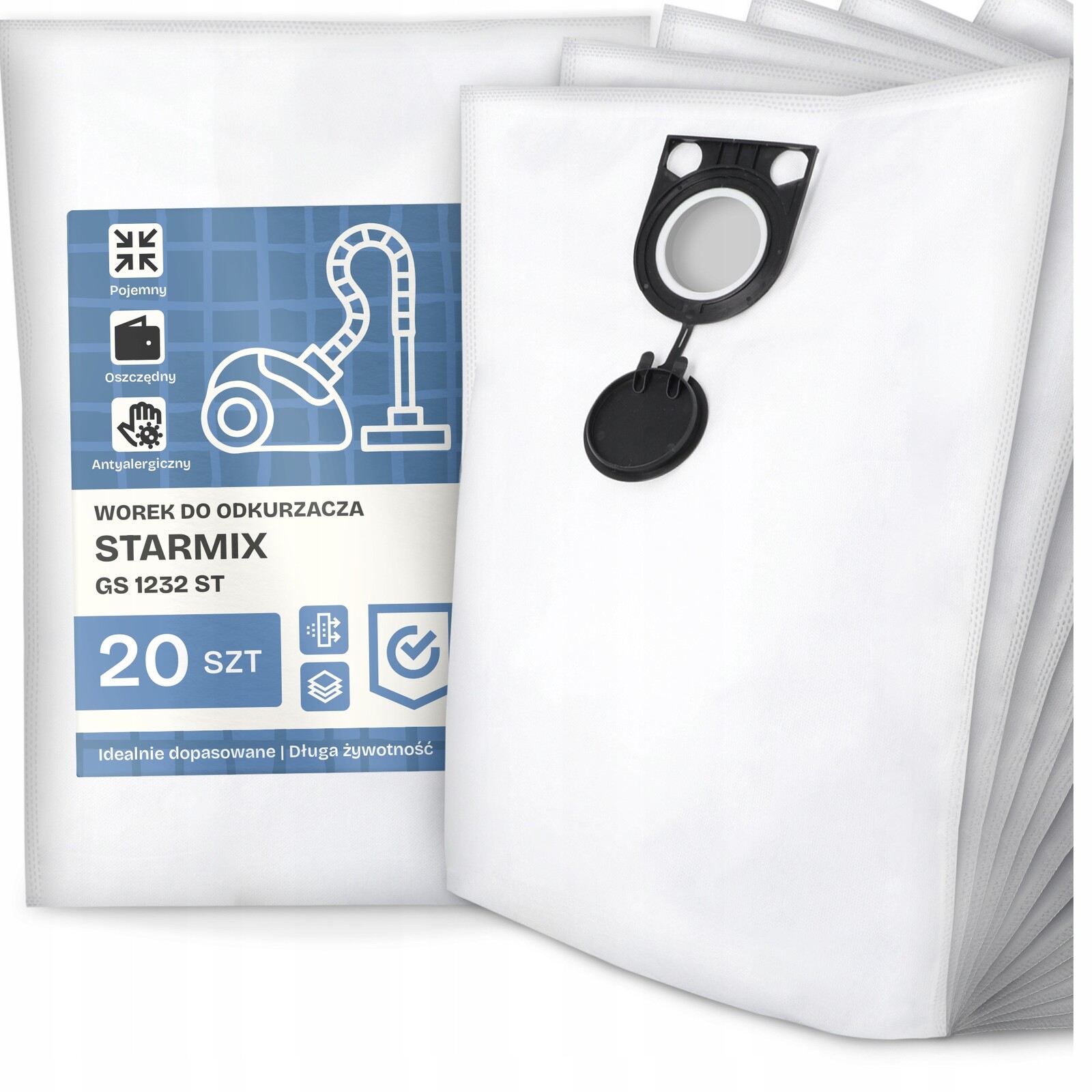 20 x Sáček Do Vysavače Starmix Gs 1232 St Syntetický Objemný Silný G9