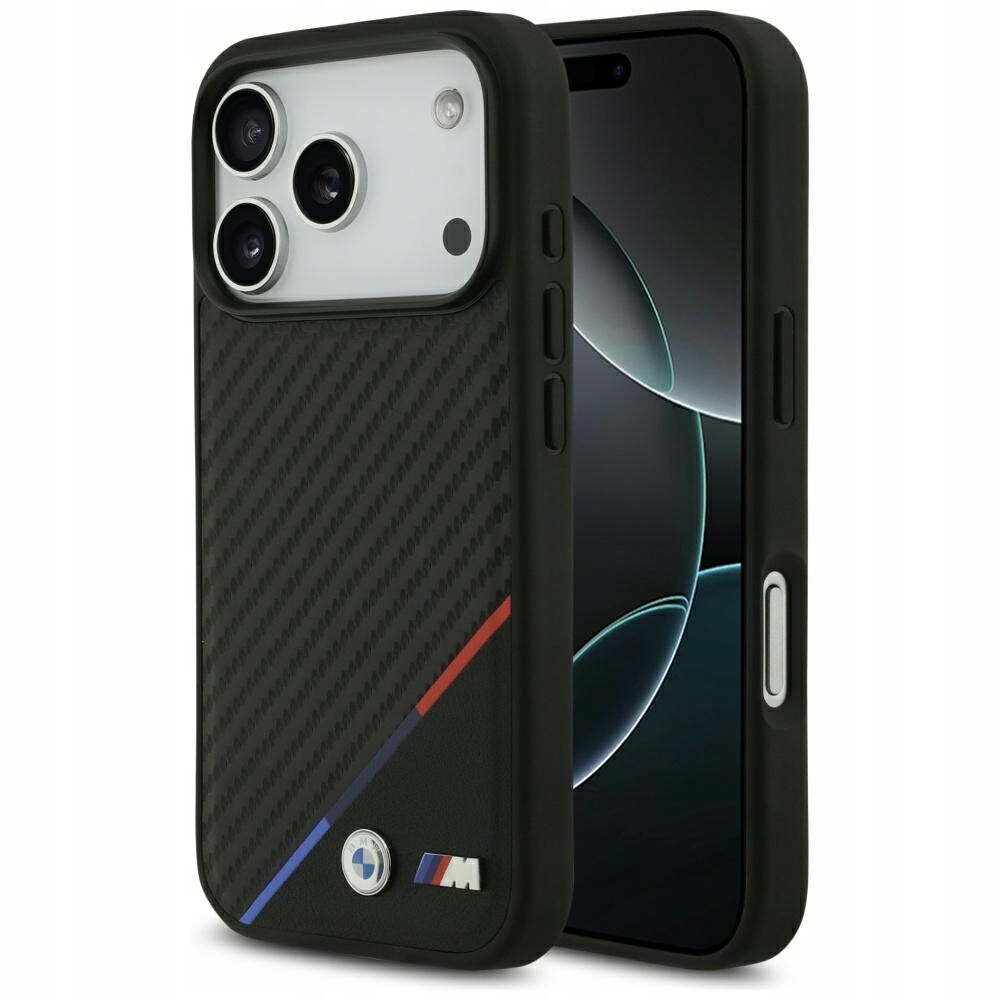 Pouzdro Bmw M Carbon Tricolor Line MagSafe pro iPhone 17 Pro, černé