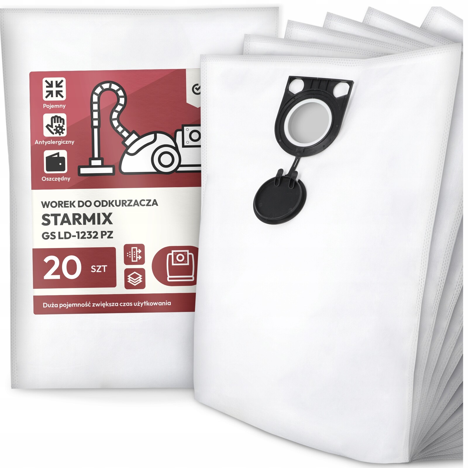 20 x Sáček Do Vysavače Starmix Gs LD-1232 Pz Syntetický Prostorný Silný G9