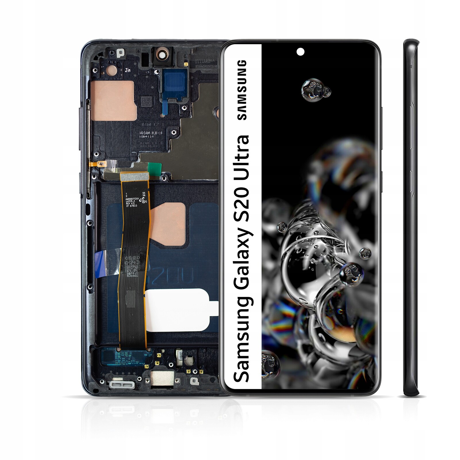 Velký rozměr Oled pro Samsung Galaxy S20 Ultra LCD Černý dotykový Rámeček Černý