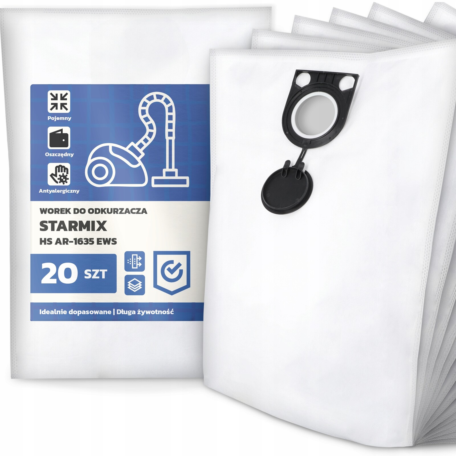 20 x Sáček Do Vysavače Starmix Hs AR-1635 Ews Syntetický Prostorný Sáček G9