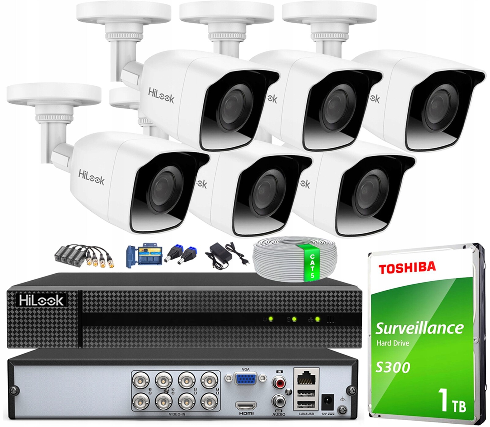 Monitorovací sada 6 kamer 1080p 4v1 Ahd Tvi CVI Cvbs Mikrofon Detekce