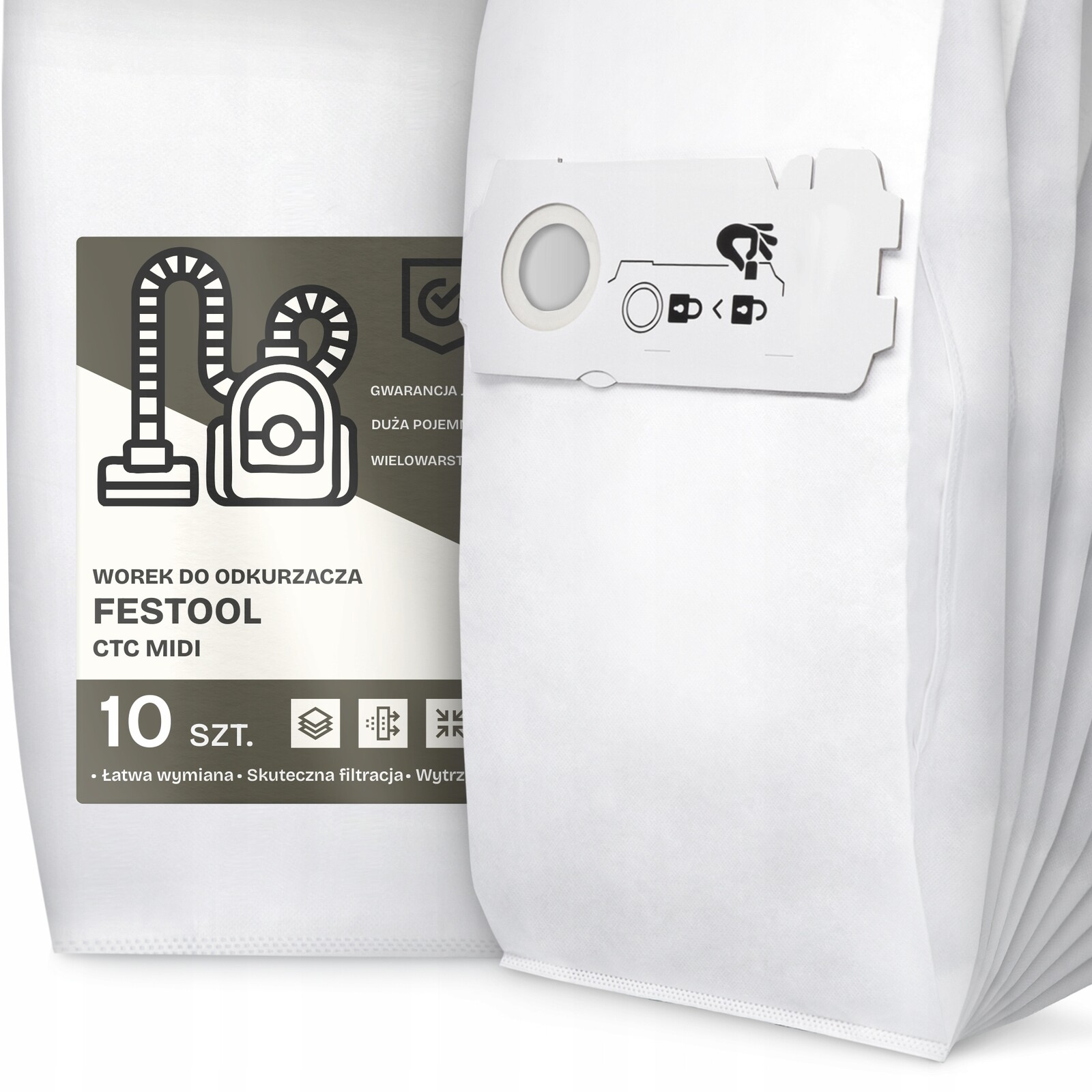 10 x Sáček Do Vysavače Festool Ctc MIDI Syntetický Textilní Sáčky G9-W