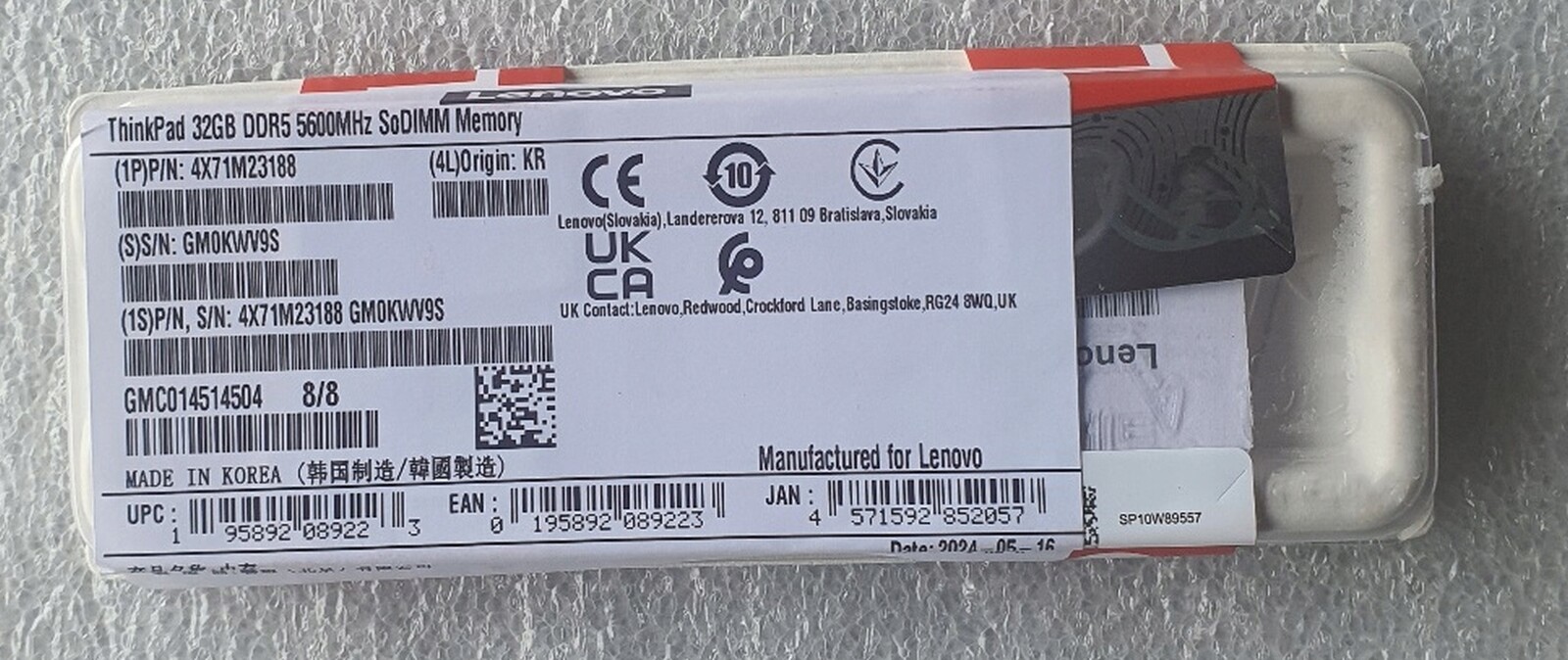 Lenovo ThinkPad 32GB 2Rx8 PC5-5600B sodimm