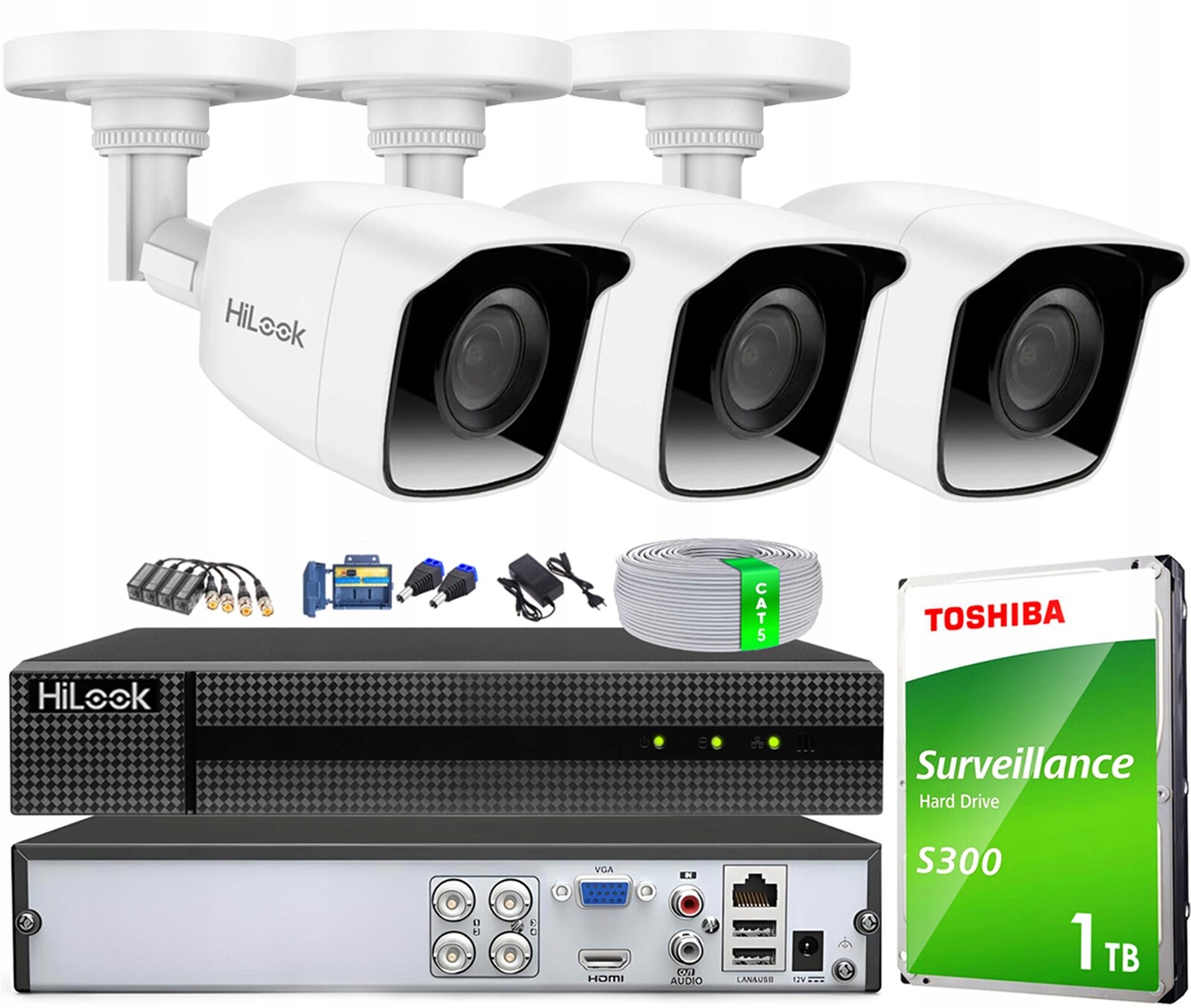 Monitorovací sada 3 kamer FullHD TVICAM-B2M DVR-4CH-4MP záznamník 1TB