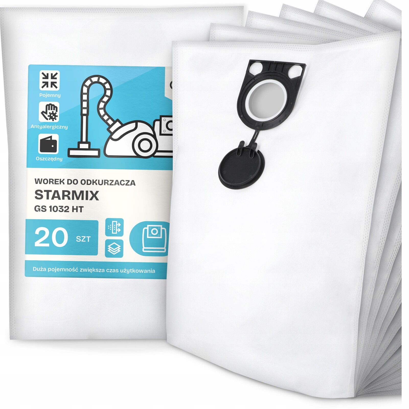 20 x Sáček Do Vysavače Starmix Gs 1032 Ht Syntetický Prostorný Silný G9