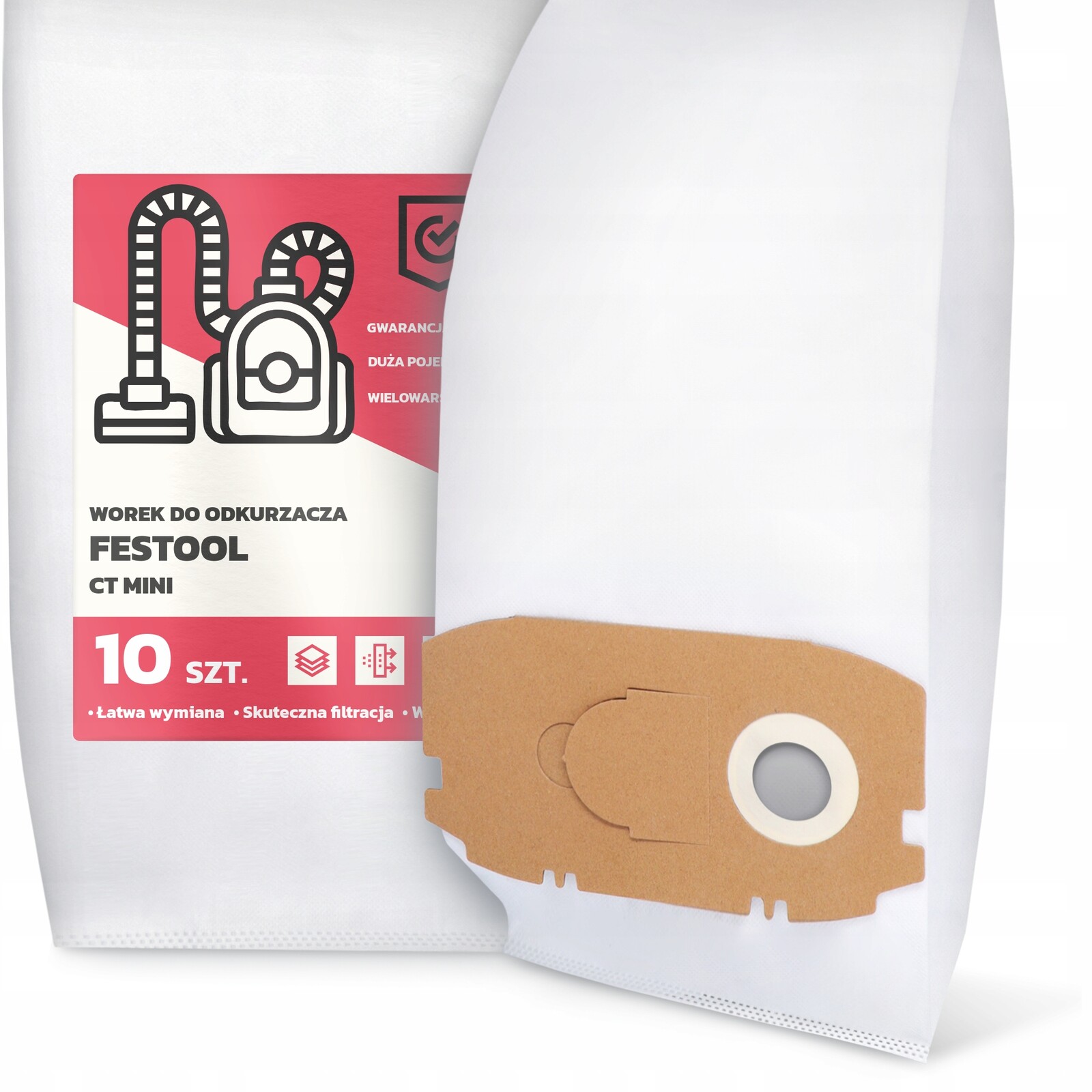 10 x Sáček Do Vysavače Festool Ct Mini Syntetický Prostorný Velký Sáčky G9-W