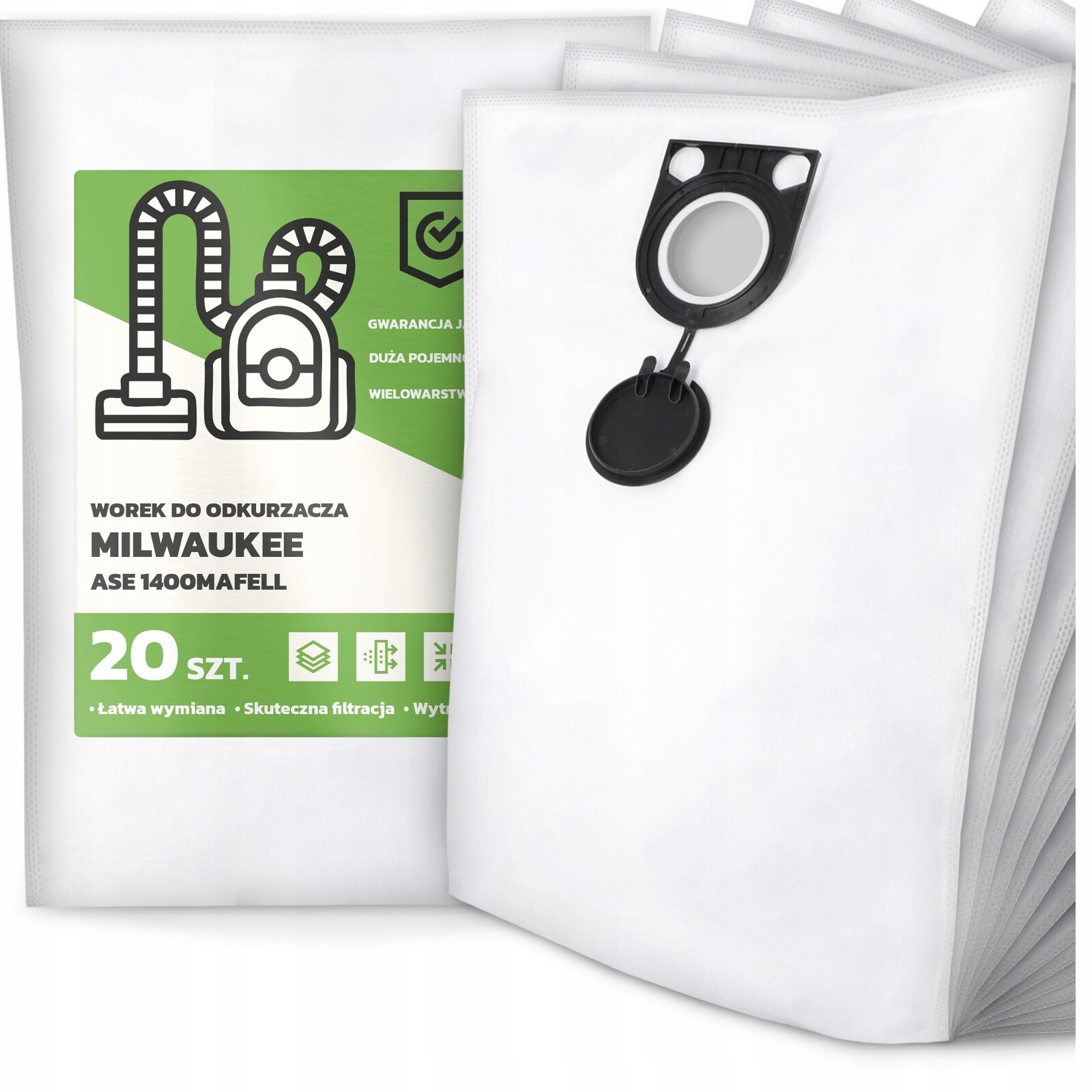 20 x Sáček do Vysavače Milwaukee Ase 1400MAFELL Syntetický prostorný G9