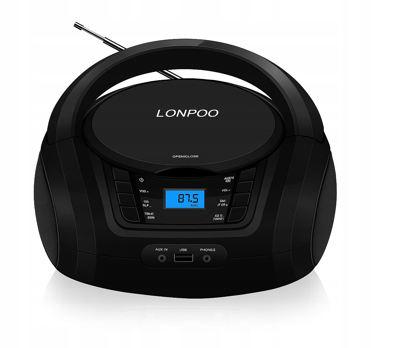 Radiopřehrávač Lonpo LP-D03 CD Bluetooth Fm Usb Aux In Boombox Černý