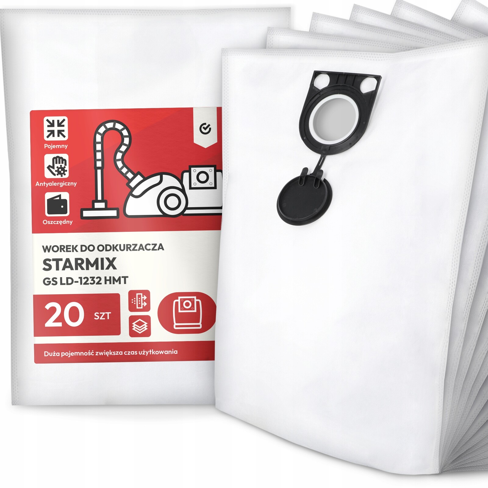 20 x Sáček do Vysavače Starmix Gs LD-1232 Hmt Syntetický Prostorný Silný G9