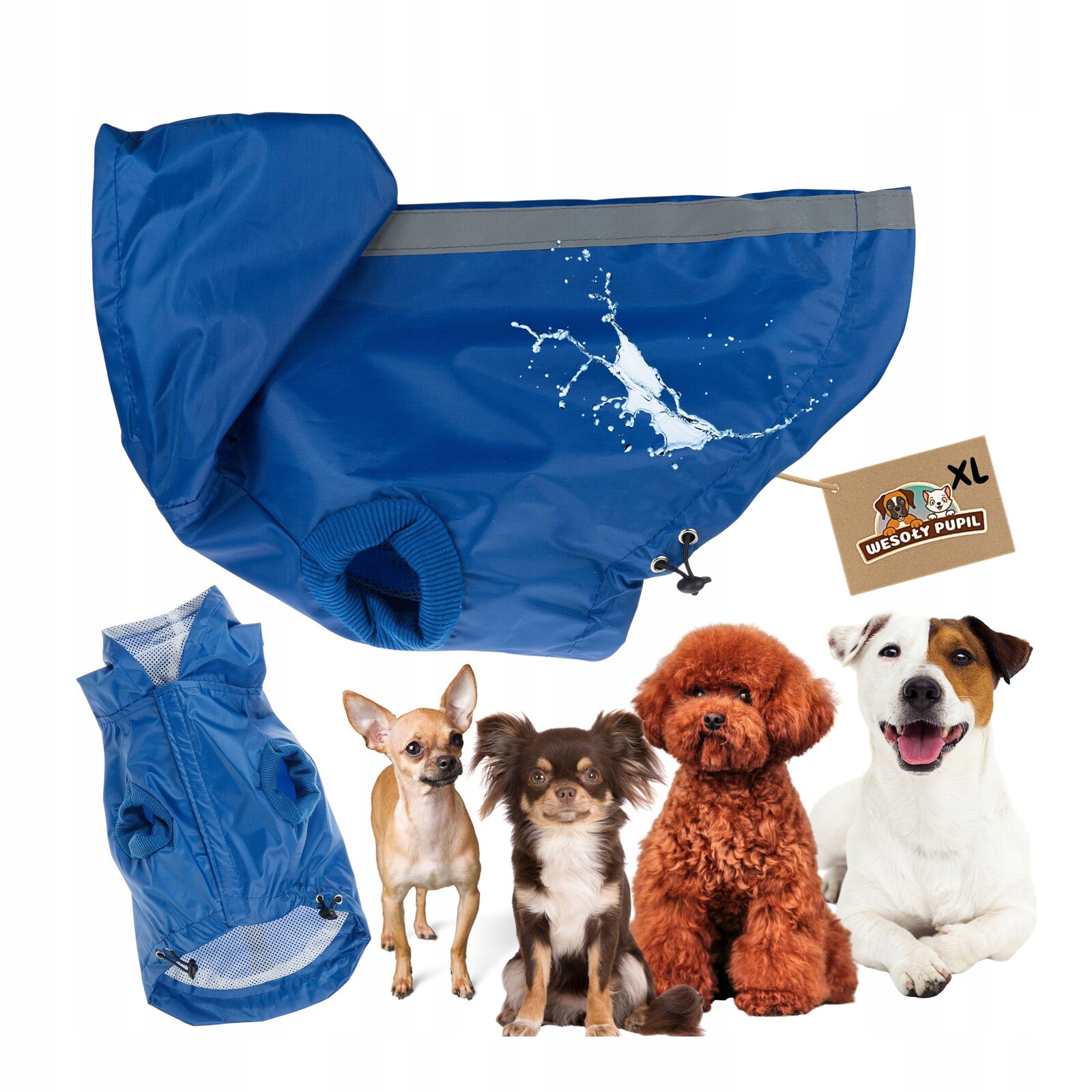 Nepromokavé oblečení pro malého psa, nepromokavá bunda od deště, velikost XL