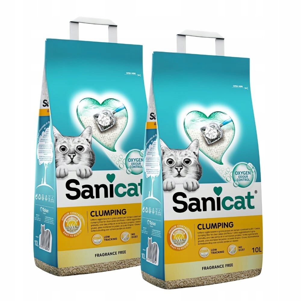 2x Sanicat Clumping Bez zápachu bentonitové stelivo hrudkující písek 2x8 L