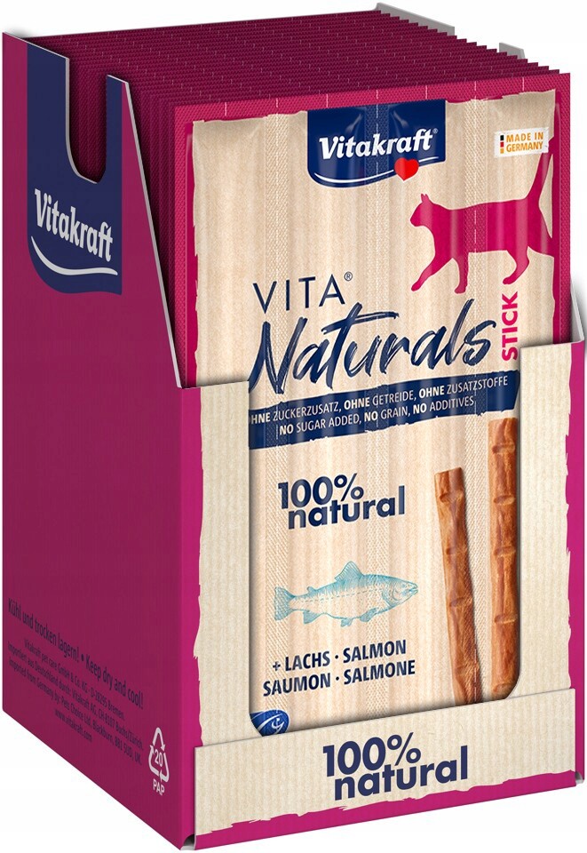 Vitakraft Vita Naturals Cat Stick losos 80x5g přírodní pamlsky pro kočky