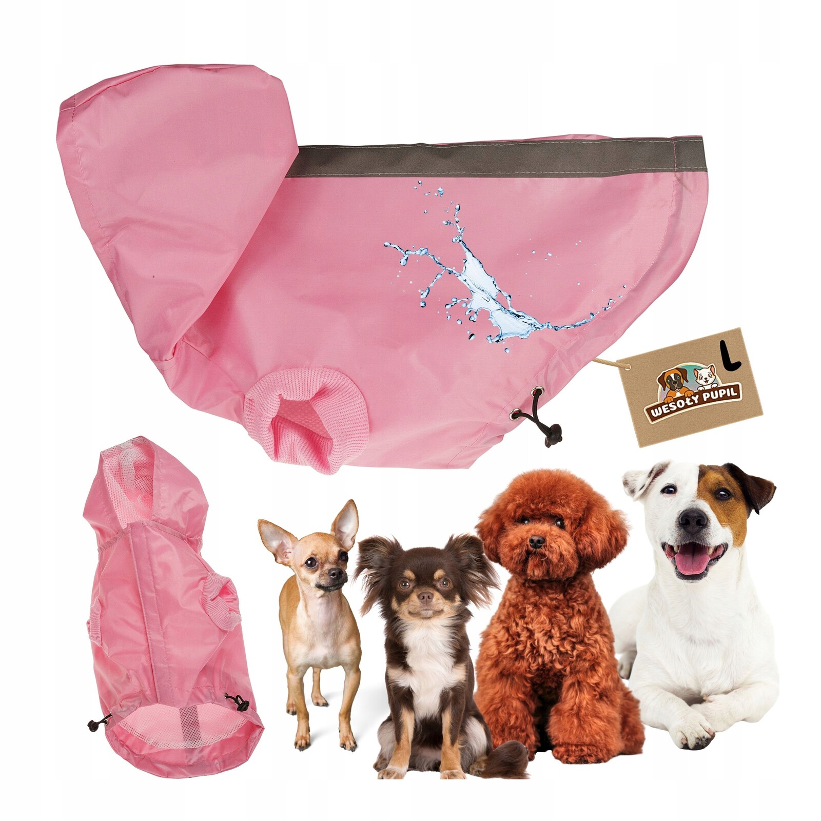 Nepromokavé oblečení pro malého psa, bunda Z Deště voděodolná L